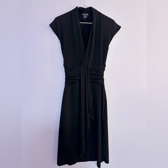 vintage y2k black bcbg plunge midi dress size xs - Picture 1 of 5